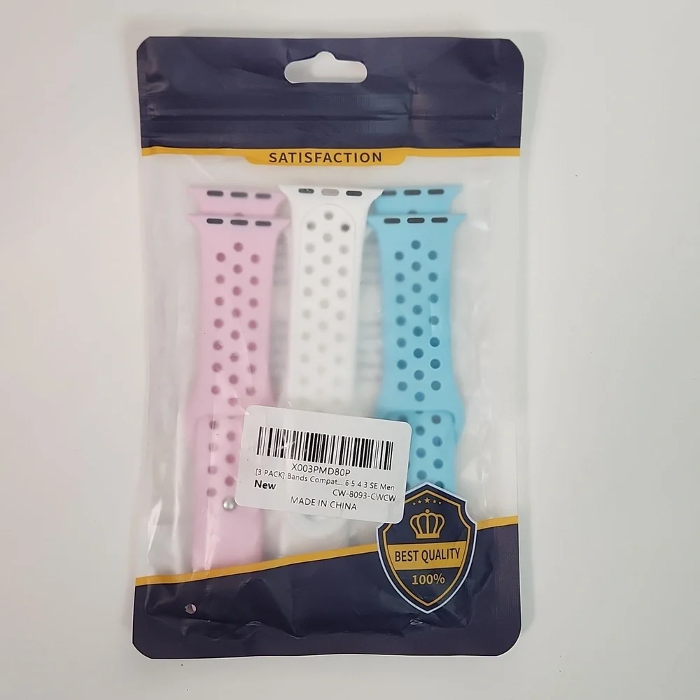 COPY - 22 mm lug Apple Watch Compatible 3 band latex snap band set for MEN, NWT